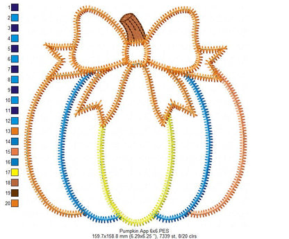 Sweet Patchwork Pumpkin – Zigzag Applique – Machine Embroidery Design
