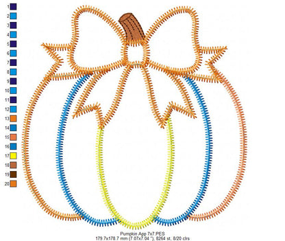Sweet Patchwork Pumpkin – Zigzag Applique – Machine Embroidery Design