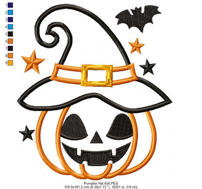 Halloween Witch Pumpkin - Applique - Machine Embroidery Design