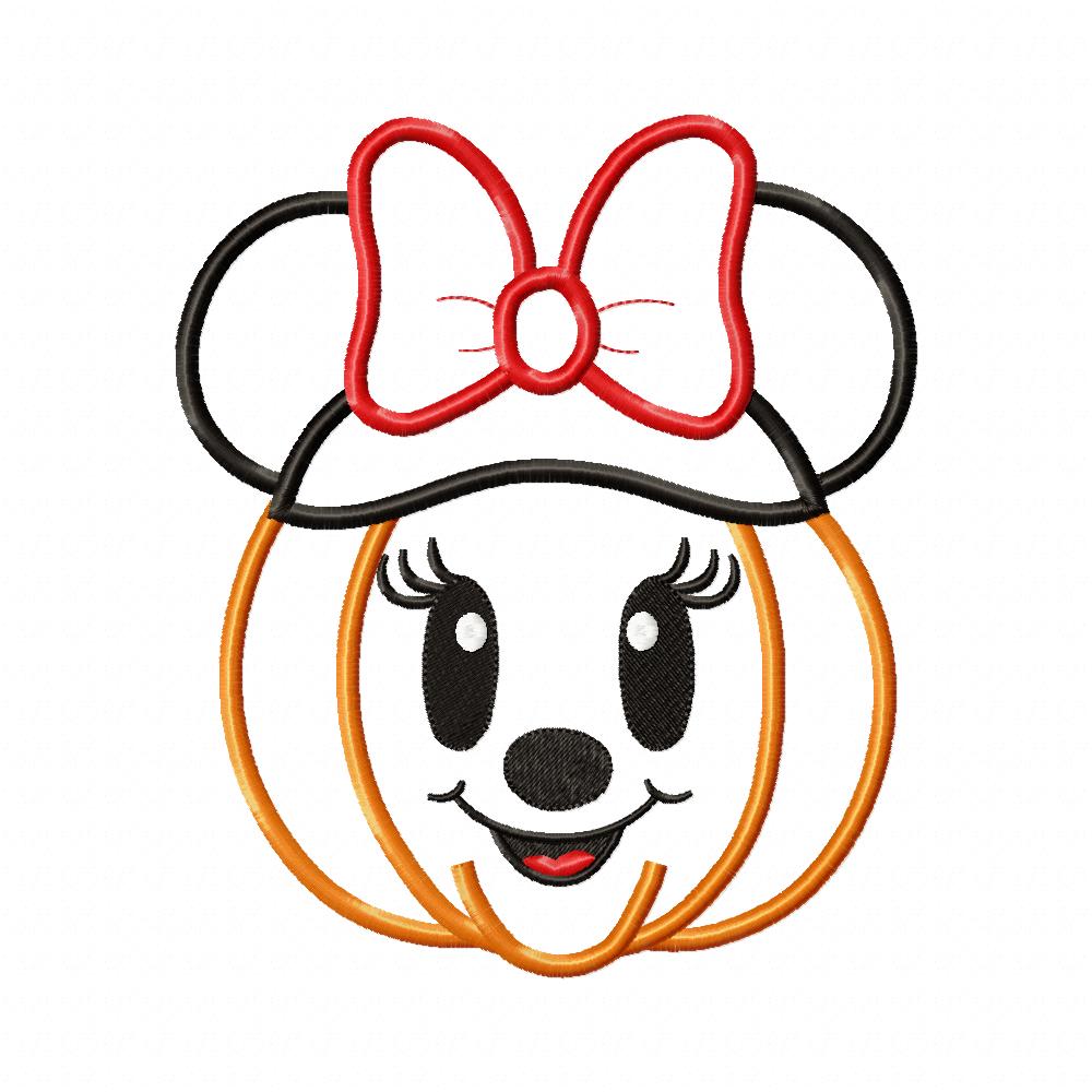 Minnie Pumpkin - Applique - Machine Embroidery Design