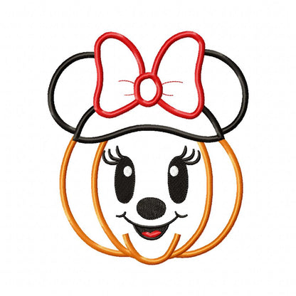 Minnie Pumpkin - Applique - Machine Embroidery Design