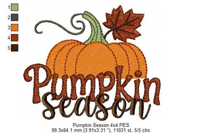 🍁🎃 Pumpkin Season – Fill Stitch -  Machine Embroidery Design