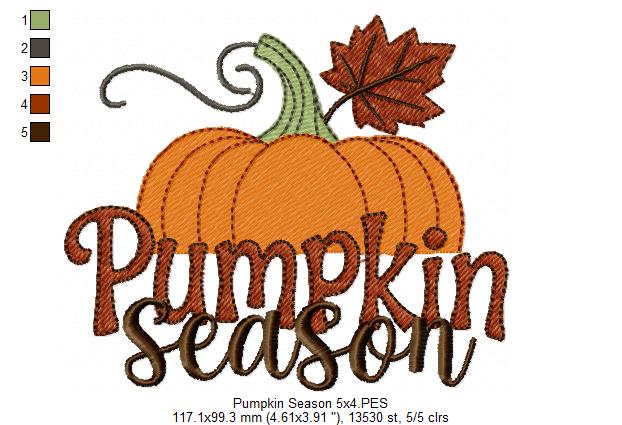 🍁🎃 Pumpkin Season – Fill Stitch -  Machine Embroidery Design