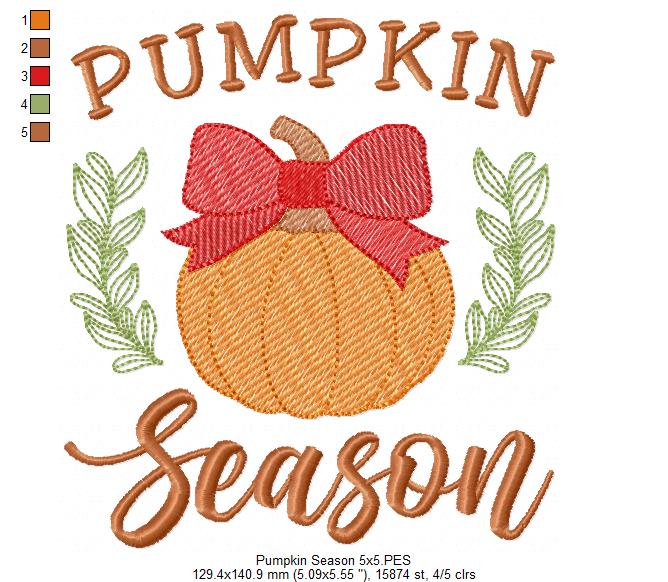 Pumpkin Season - Sketch Stitch - Machine Embroidery Design