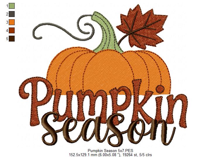 🍁🎃 Pumpkin Season – Fill Stitch -  Machine Embroidery Design