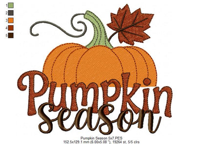 🍁🎃 Pumpkin Season – Fill Stitch -  Machine Embroidery Design