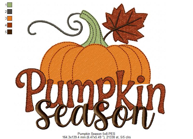 🍁🎃 Pumpkin Season – Fill Stitch -  Machine Embroidery Design