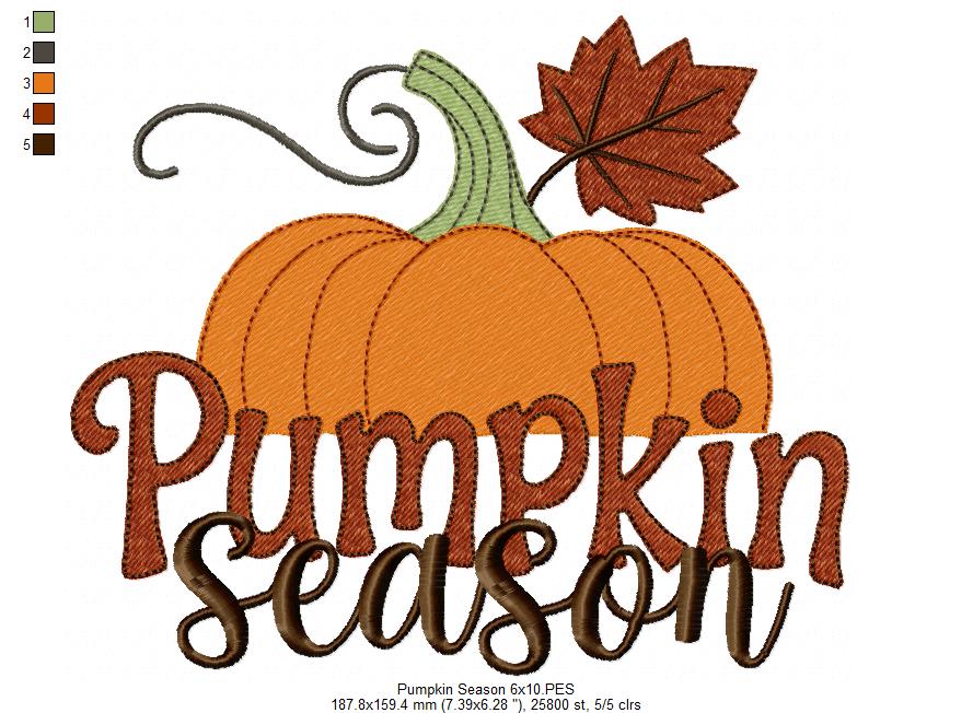 🍁🎃 Pumpkin Season – Fill Stitch -  Machine Embroidery Design