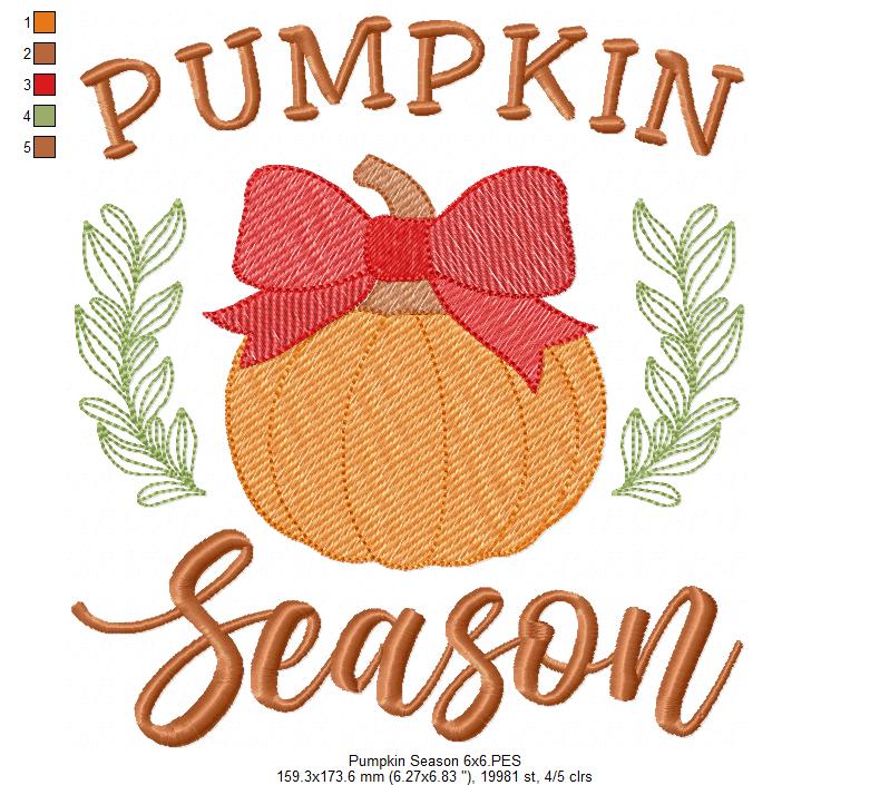 Pumpkin Season - Sketch Stitch - Machine Embroidery Design