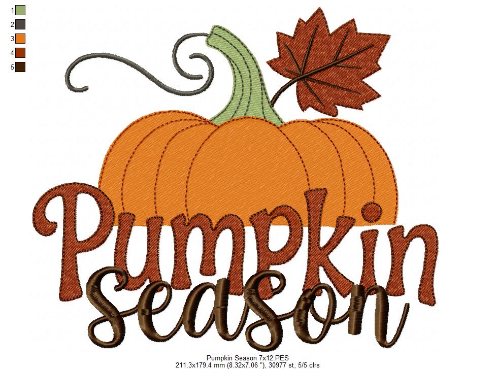 🍁🎃 Pumpkin Season – Fill Stitch -  Machine Embroidery Design
