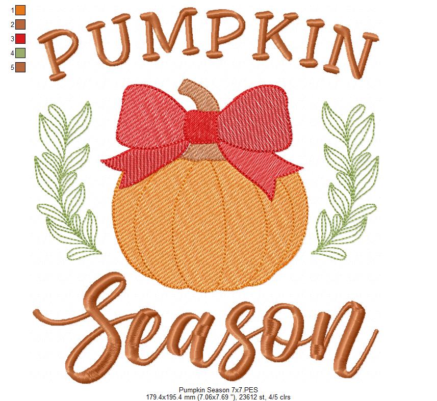 Pumpkin Season - Sketch Stitch - Machine Embroidery Design