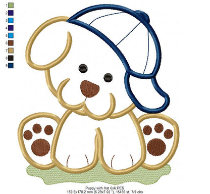 Playful Puppy Boy - Appliqué - Machine Embroidery Design