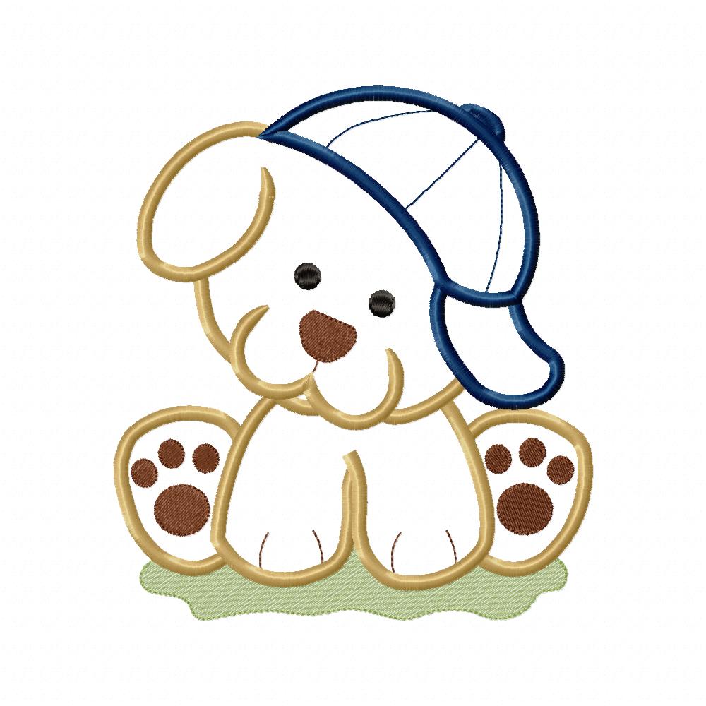 Puppy with Hat - Applique - Machine Embroidery Design