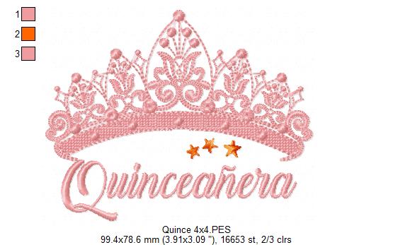 Tiara Quinceañera - Fill Stitch - Machine Embroidery Design