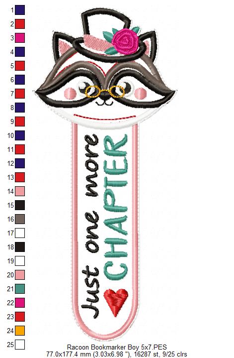 Racoon Boy Bookmarker - ITH Project - Machine Embroidery Design