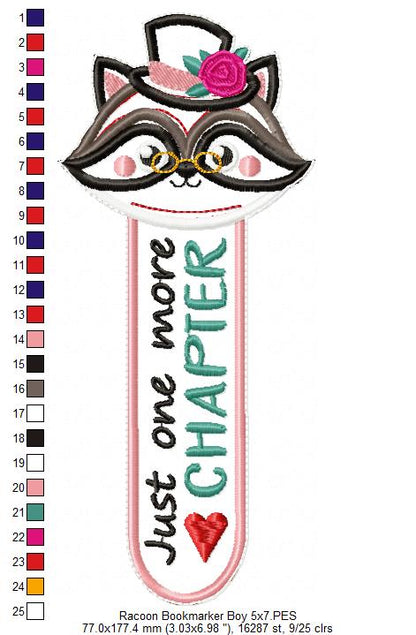Racoon Boy Bookmarker - ITH Project - Machine Embroidery Design