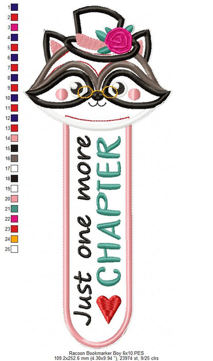 Racoon Boy Bookmarker - ITH Project - Machine Embroidery Design