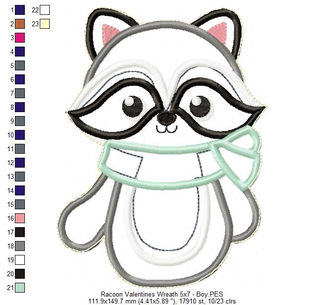 Love Racoon Wreath - ITH Project - Machine Embroidery Design