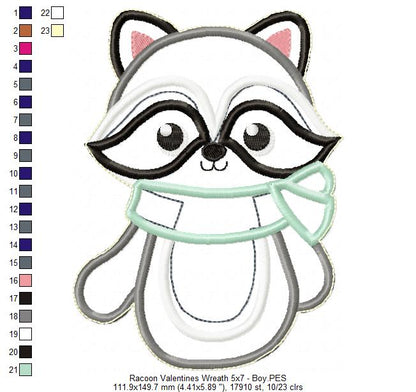 Love Racoon Wreath - ITH Project - Machine Embroidery Design