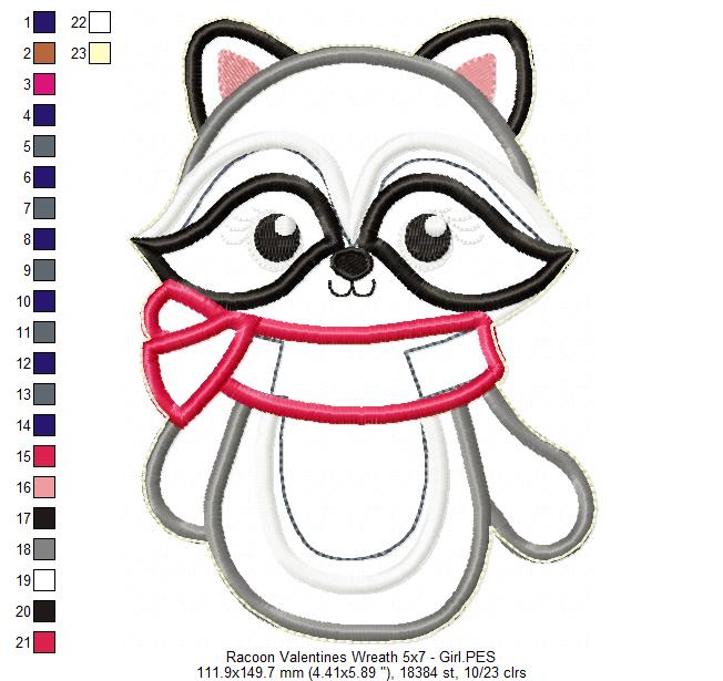 Love Racoon Wreath - ITH Project - Machine Embroidery Design