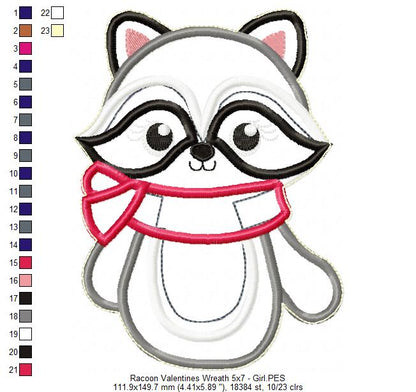 Love Racoon Wreath - ITH Project - Machine Embroidery Design