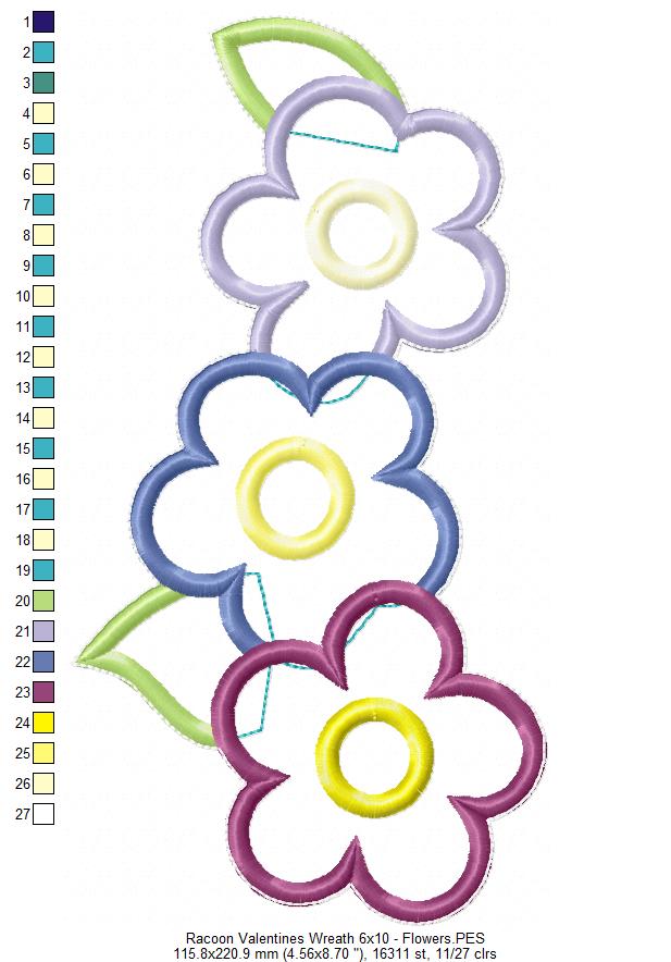 Love Racoon Wreath - ITH Project - Machine Embroidery Design