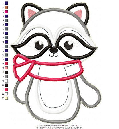 Love Racoon Wreath - ITH Project - Machine Embroidery Design