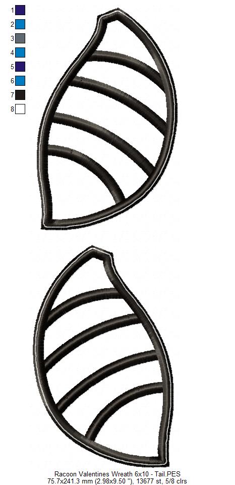 Love Racoon Wreath - ITH Project - Machine Embroidery Design