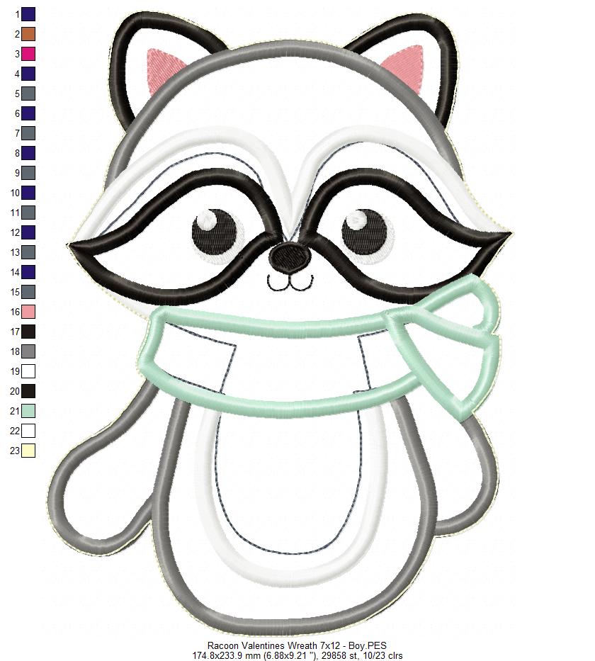 Love Racoon Wreath - ITH Project - Machine Embroidery Design