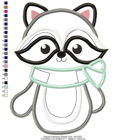 Love Racoon Wreath - ITH Project - Machine Embroidery Design