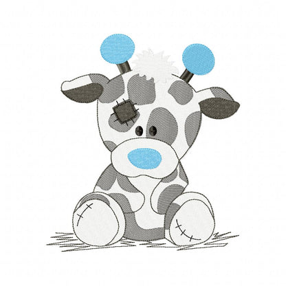 Ragged Giraffe Boy - Fill Stitch - Machine Embroidery Design