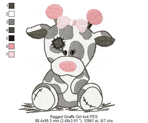 Ragged Giraffe Girl - Fill Stitch - Machine Embroidery Design