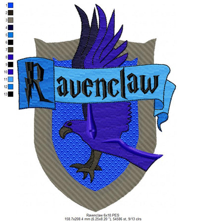 School of Magic Ravenclaw - Fill Stitch - Machine Embroidery Design
