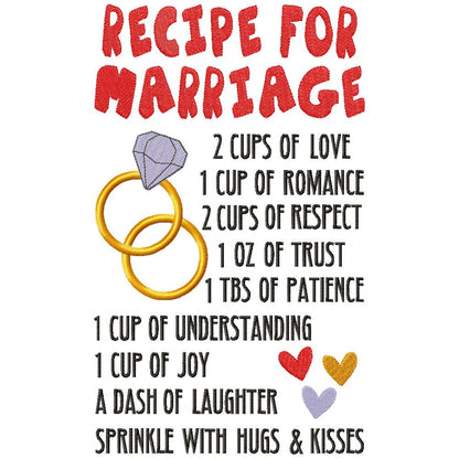 Recipe for Marriage - Fill Stitch Embroidery