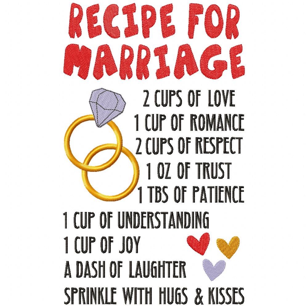 Recipe for Marriage - Fill Stitch Embroidery