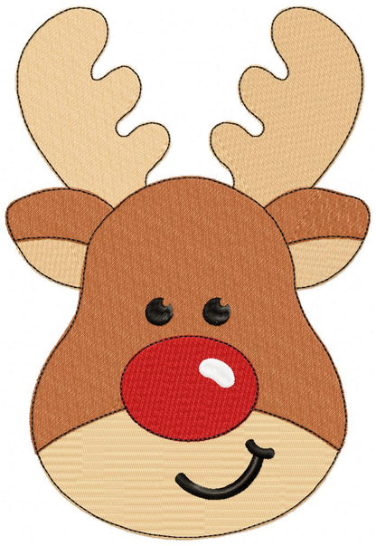 Red-Nosed Reindeer 🦌❤️ – Fill Stitch - Machine Embroidery Design for Christmas