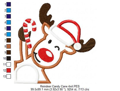 Christmas Rudolph Reindeer - Applique - Machine Embroidery Design