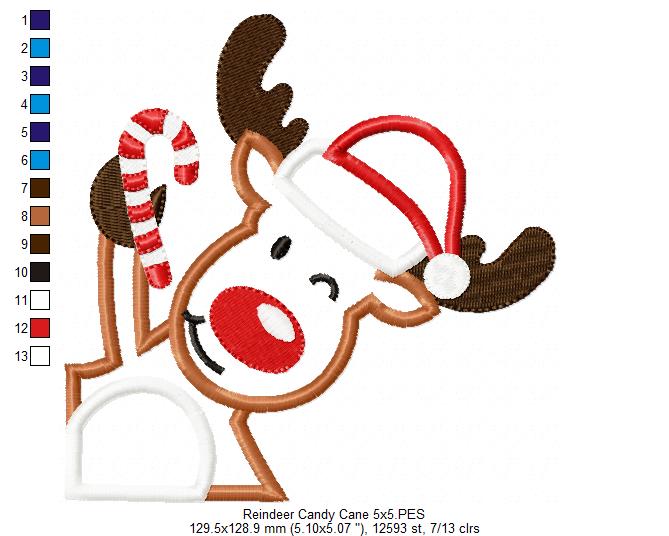 Christmas Rudolph Reindeer - Applique - Machine Embroidery Design