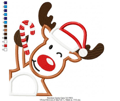 Christmas Rudolph Reindeer - Applique - Machine Embroidery Design