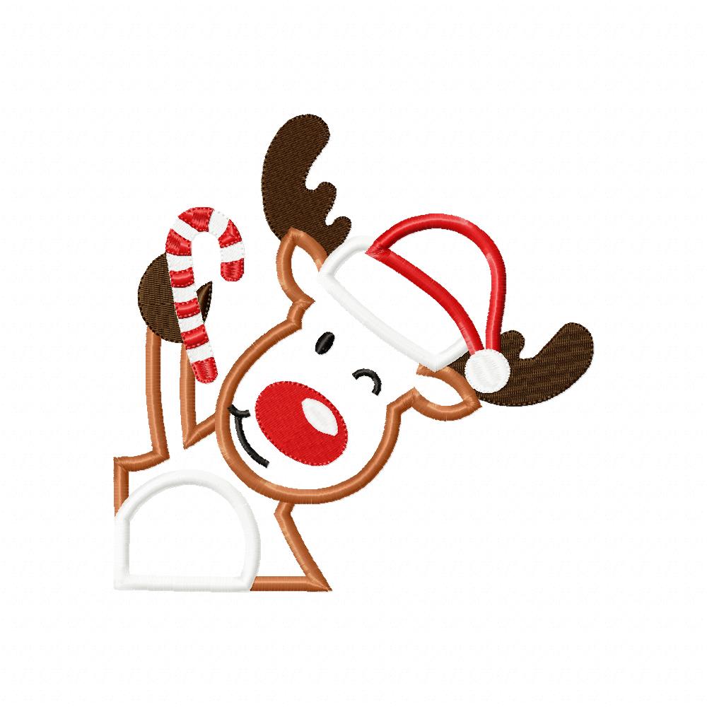 Christmas Rudolph Reindeer - Applique - Machine Embroidery Design