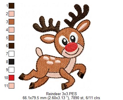 Cute Reindeer Joy – Fill Stitch – Machine Embroidery Design