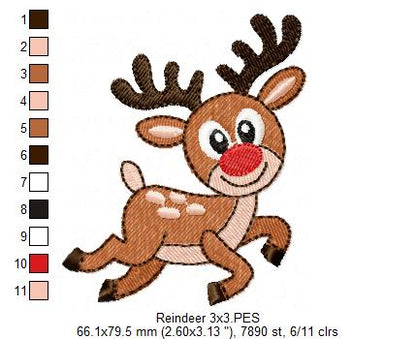 Cute Reindeer Joy – Fill Stitch – Machine Embroidery Design