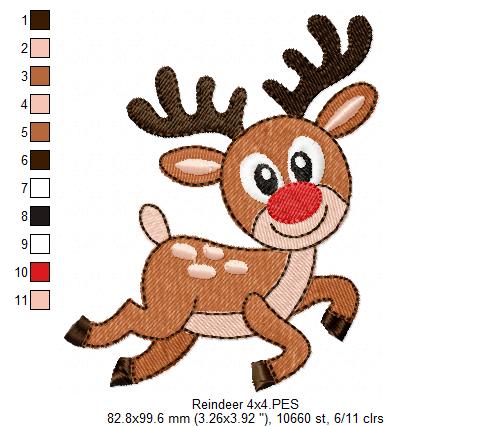 Cute Reindeer Joy – Fill Stitch – Machine Embroidery Design