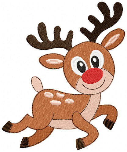 Cute Reindeer Joy – Fill Stitch – Machine Embroidery Design