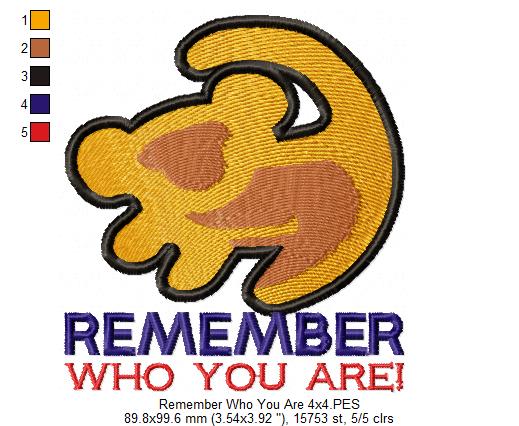 Simba Remember Who You are - Fill Stitch - Machine Embroidery Design