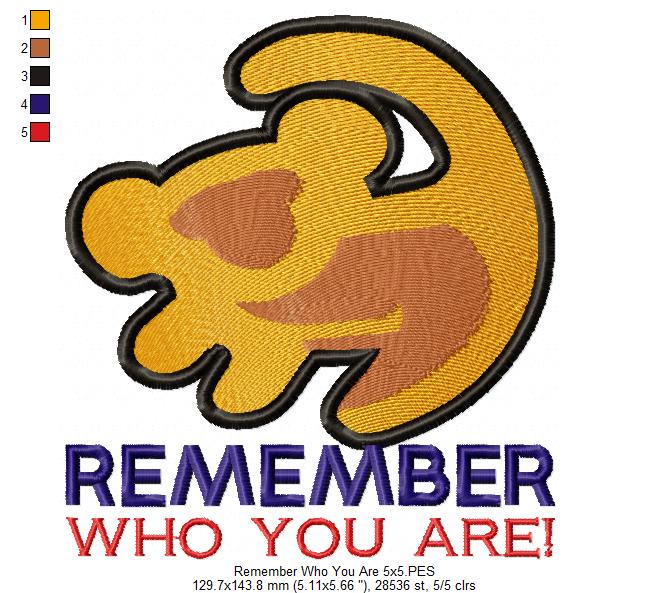 Simba Remember Who You are - Fill Stitch - Machine Embroidery Design