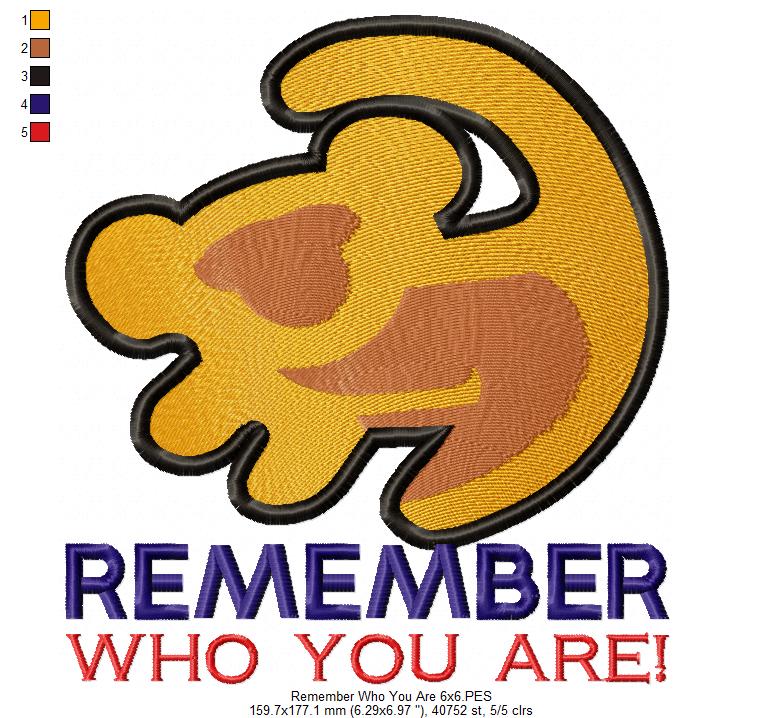 Simba Remember Who You are - Fill Stitch - Machine Embroidery Design