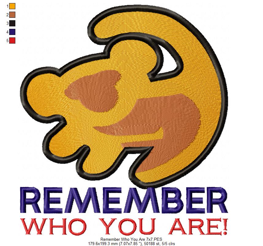 Simba Remember Who You are - Fill Stitch - Machine Embroidery Design