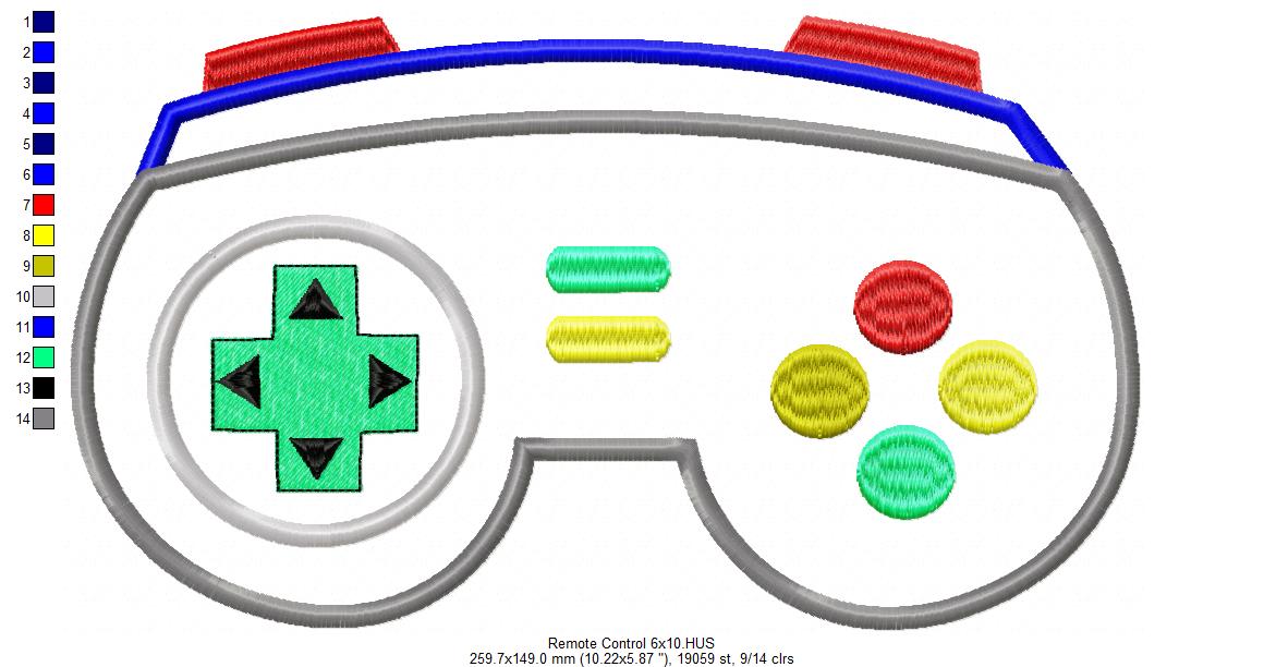 Retro Game Controller Applique – Appliqué - Machine Embroidery Design