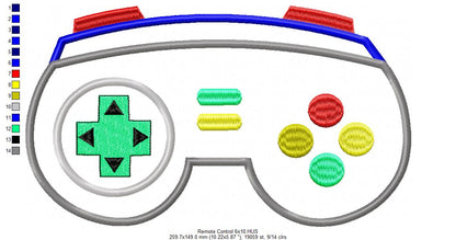 Retro Game Controller Applique – Appliqué - Machine Embroidery Design